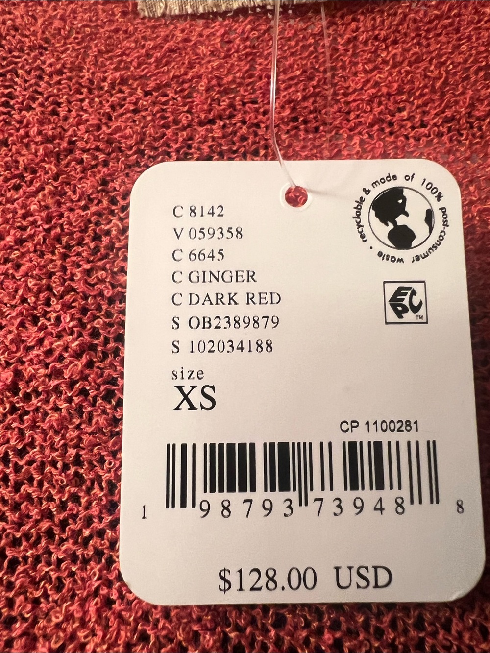 Free People Lottie Solid Sweater Dress Set NWT Dark Ginger Red XS MSRP $128 - Picture 7 of 7